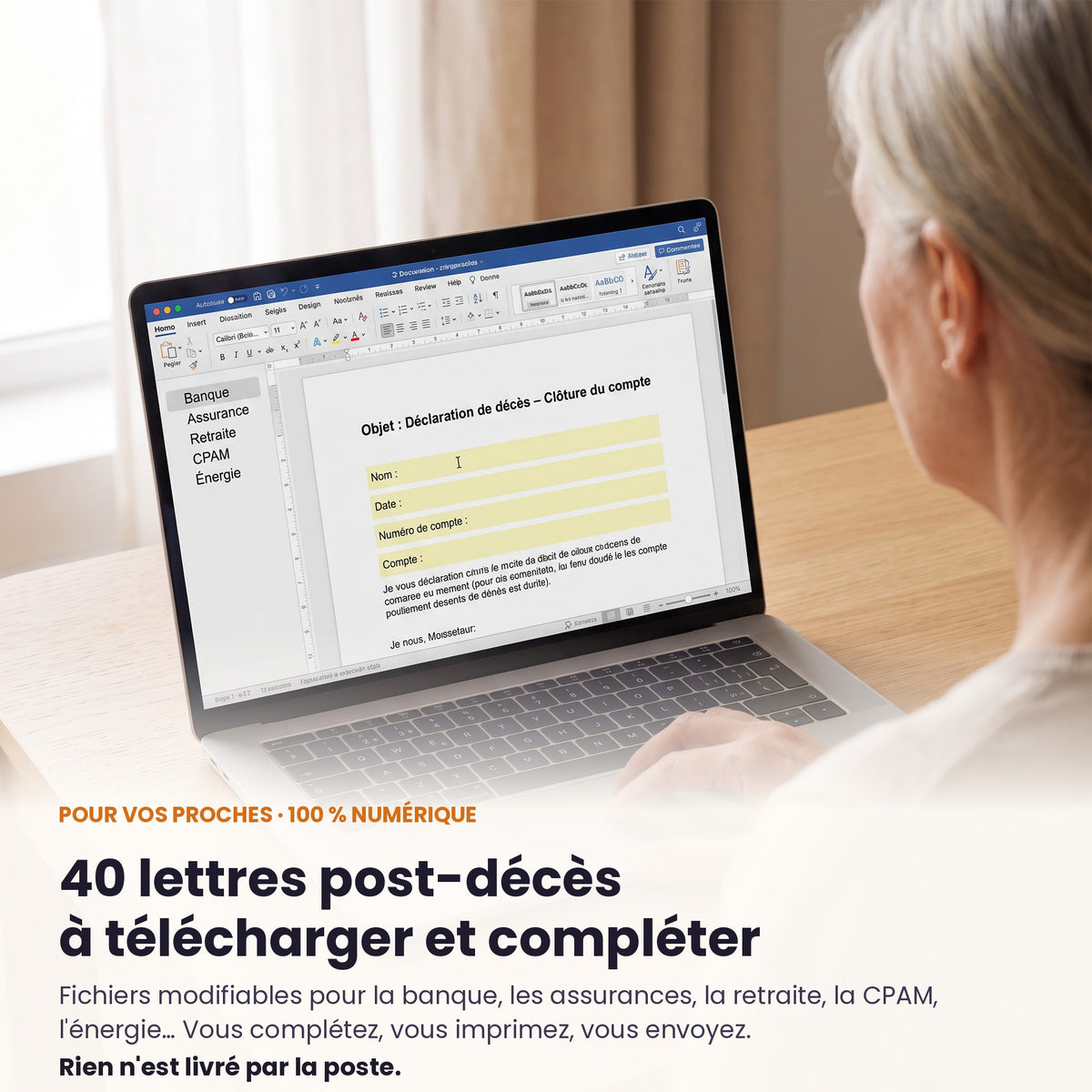 40 lettres post-décès à télécharger et compléter