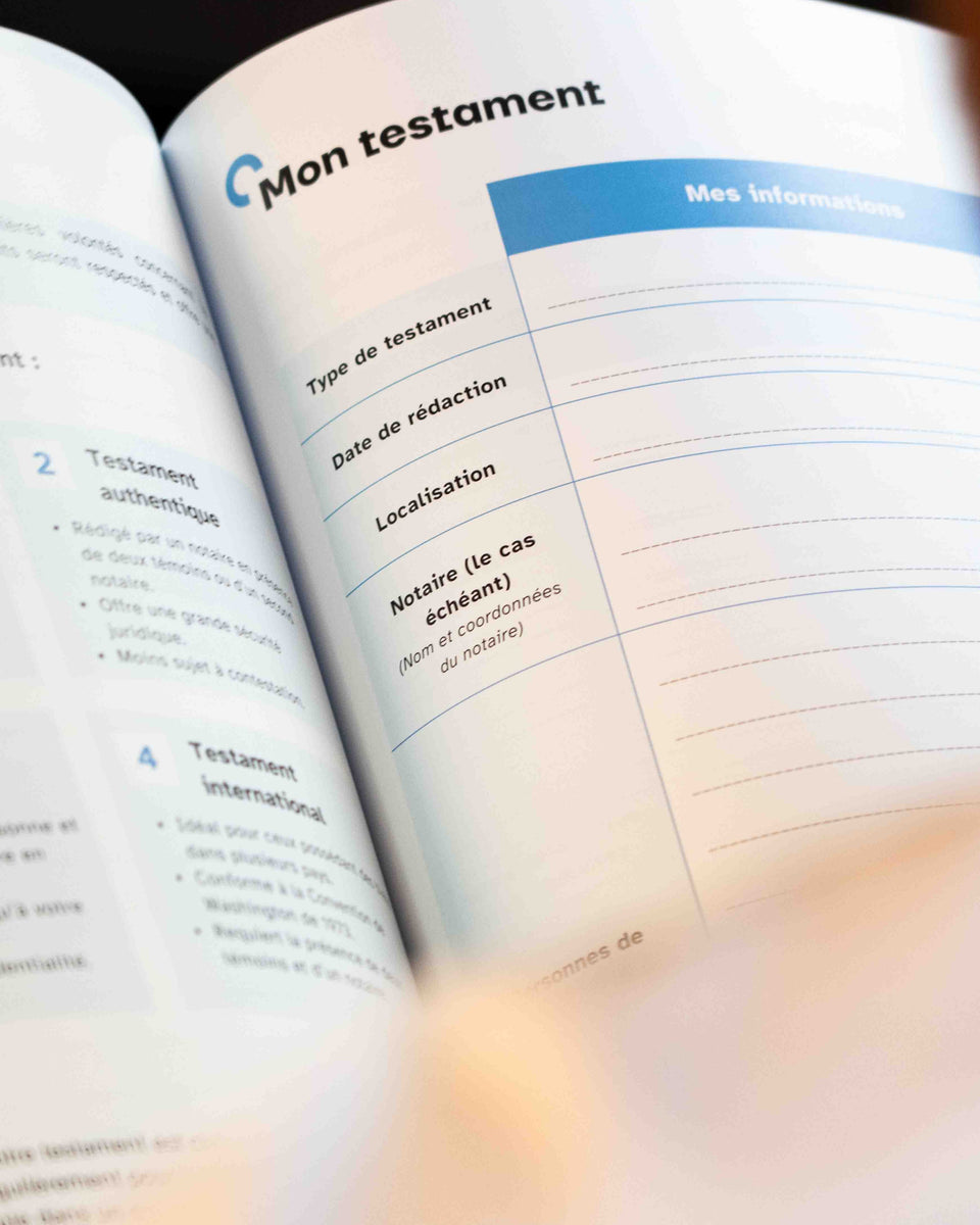 Pages intérieures du carnet de succession